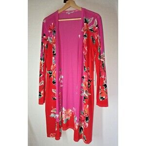 NWT CHICOS Women 2 Bahamian Pink Cardigan Sweater SR Lily Maxi Duster Kimono